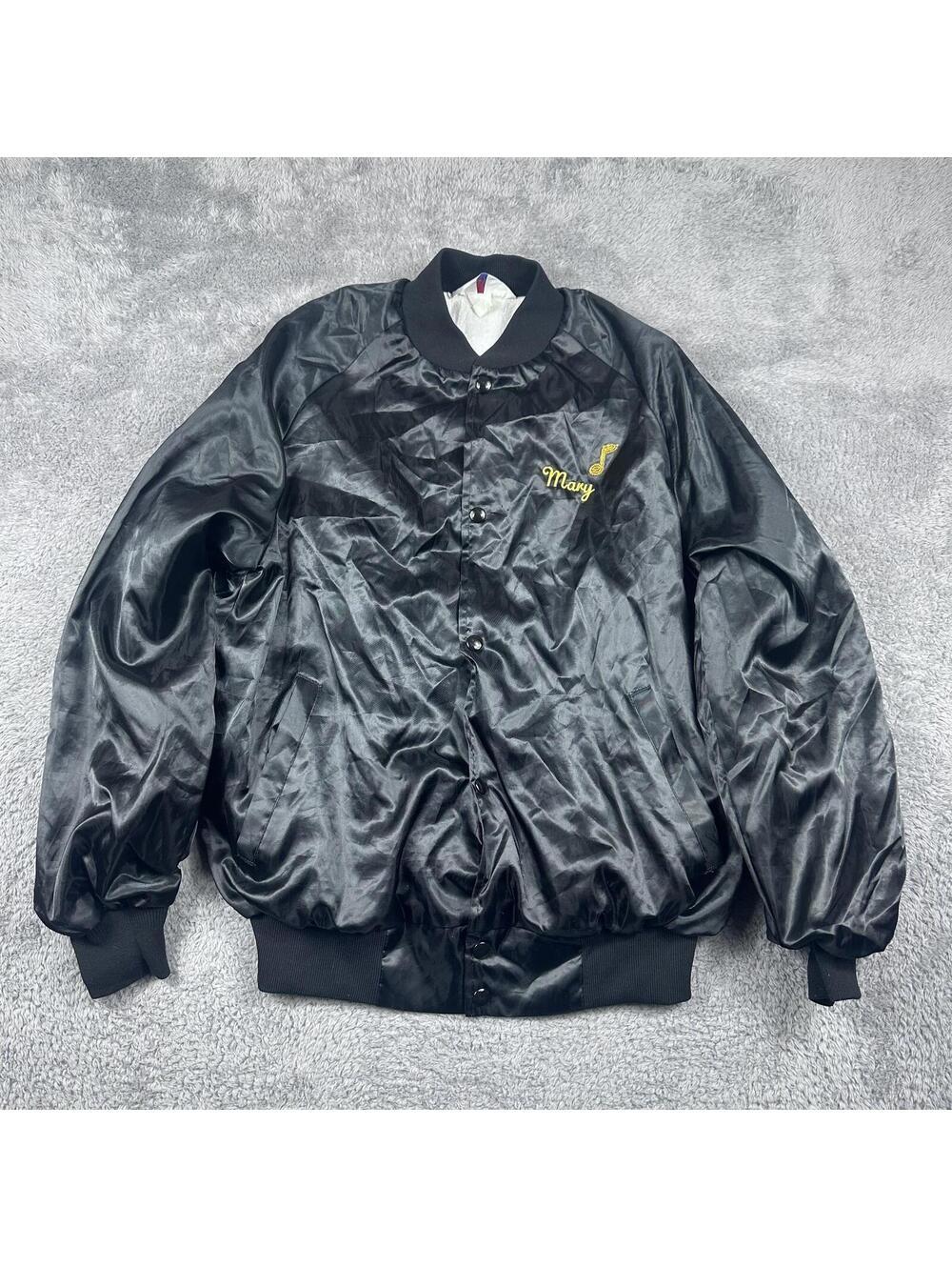 WestArk Black Satin Bomber Jacket Size M Made in USA